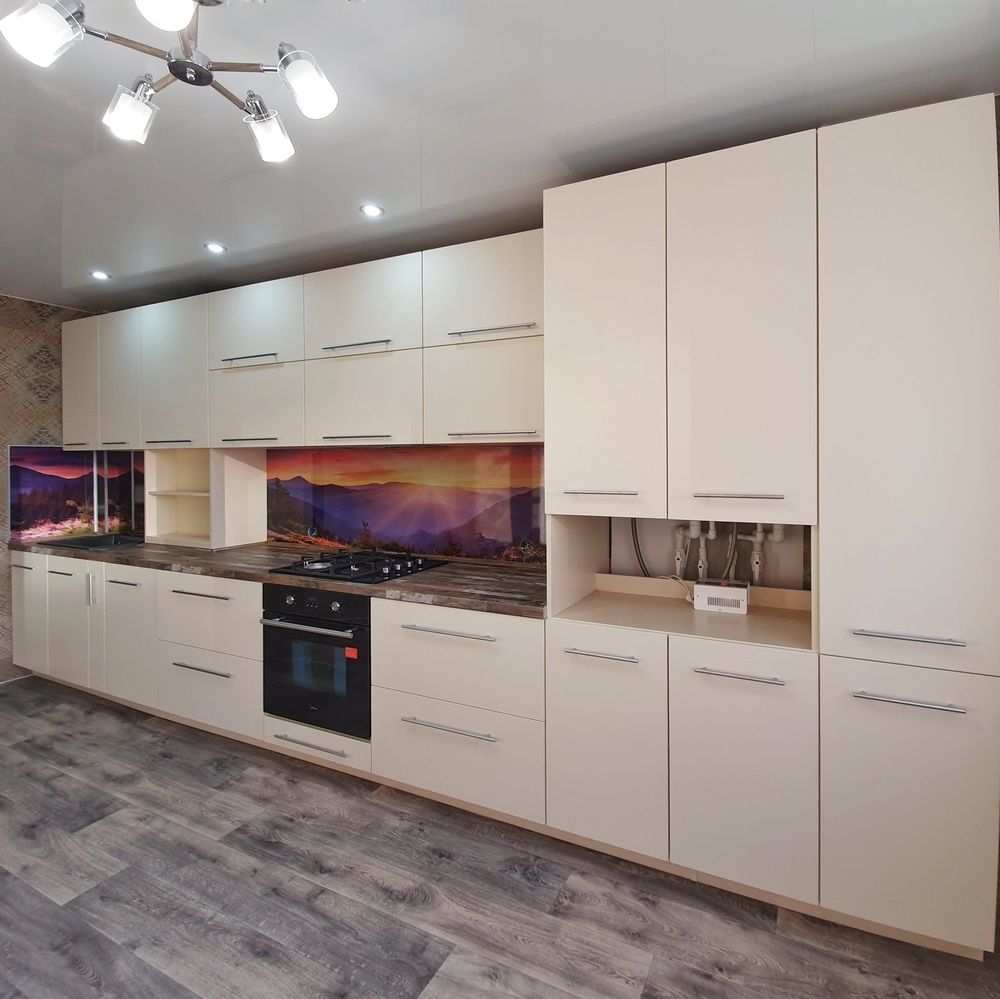 Белый кухонный гарнитур-Кухня МДФ в эмали «Модель 542»-фото1