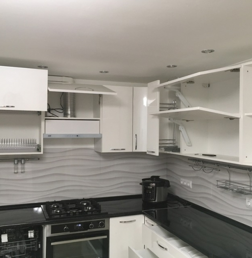 Белый кухонный гарнитур-Кухня МДФ в эмали «Модель 472»-фото11